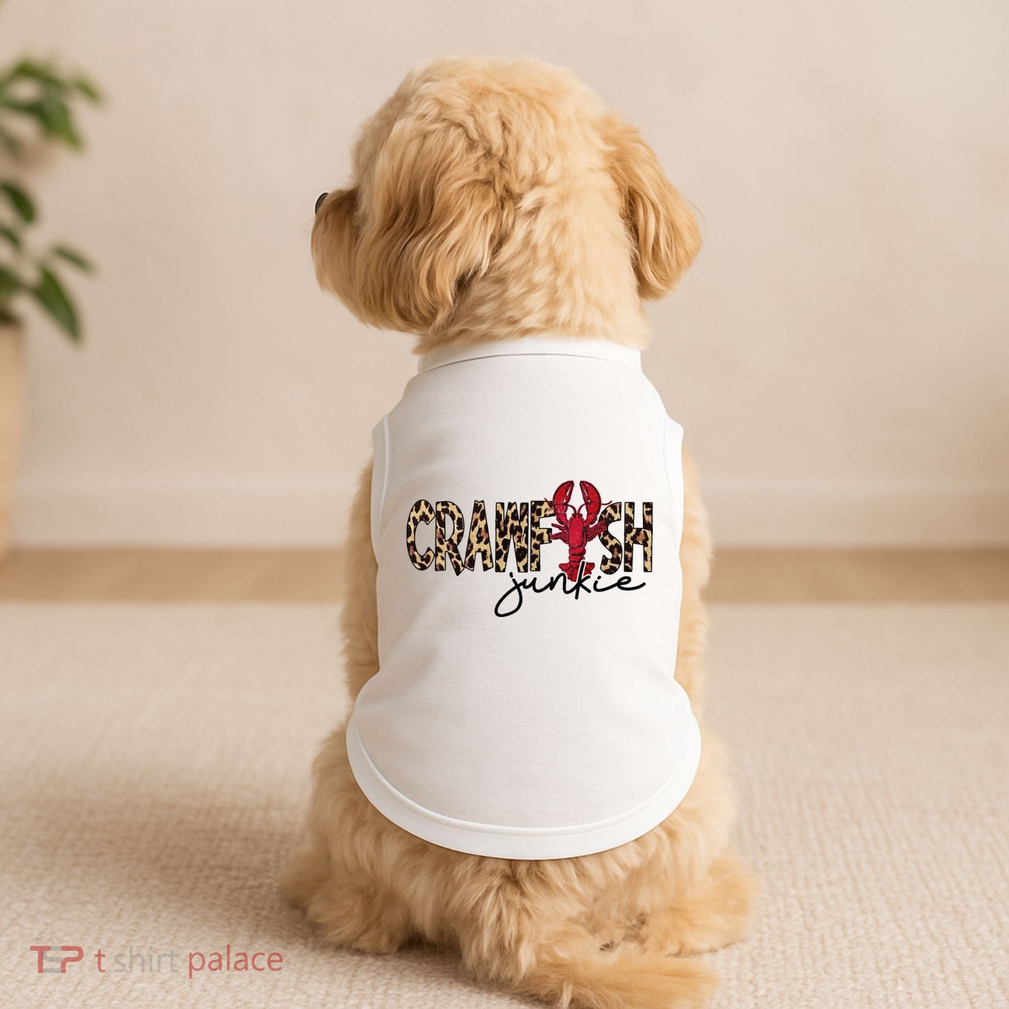 Crawfish Junkie Leopard Cheetah Crawfish Lover Doggie Tank