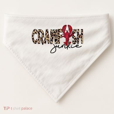 Crawfish Junkie Leopard Cheetah Crawfish Lover USA-Made Doggie Bandana