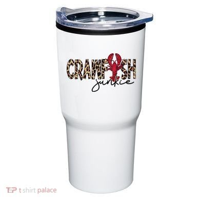 Crawfish Junkie Leopard Cheetah Crawfish Lover Tumbler