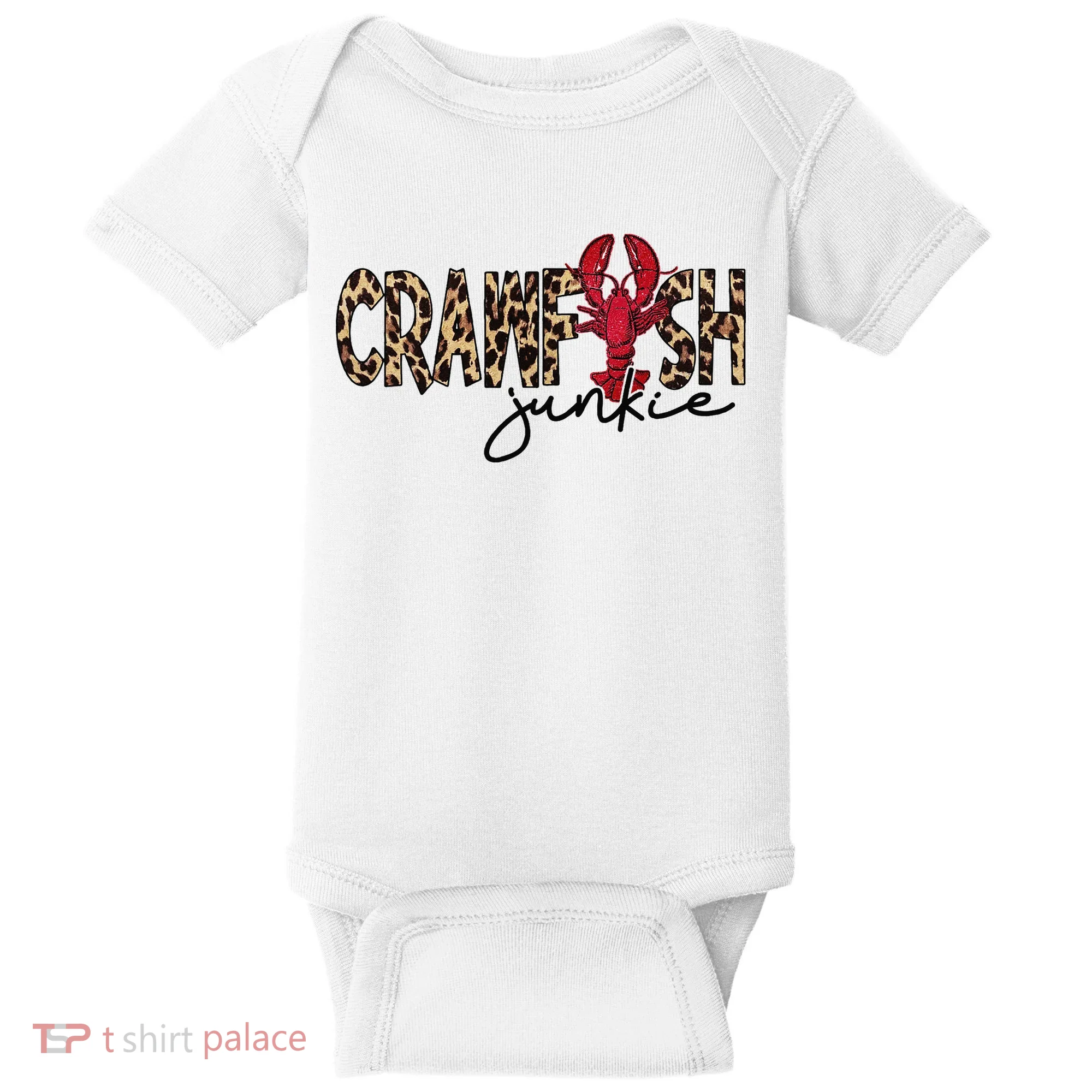 Crawfish Junkie Leopard Cheetah Crawfish Lover Baby Bodysuit