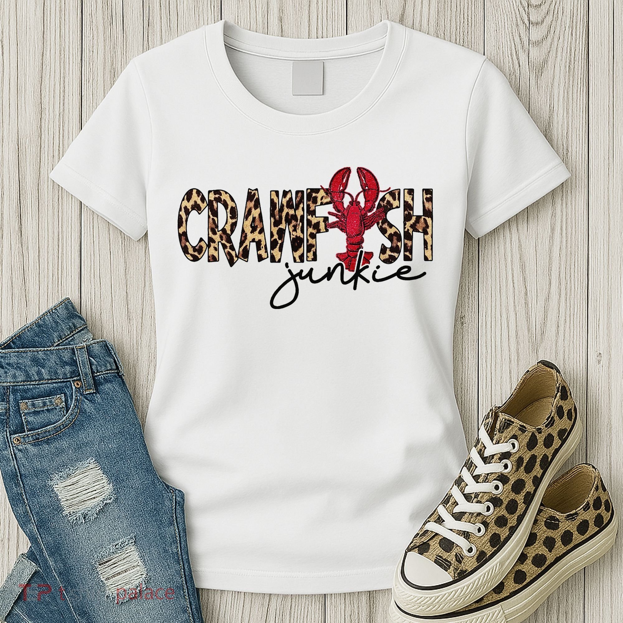 Crawfish Junkie Leopard Cheetah Crawfish Lover Women's T-Shirt