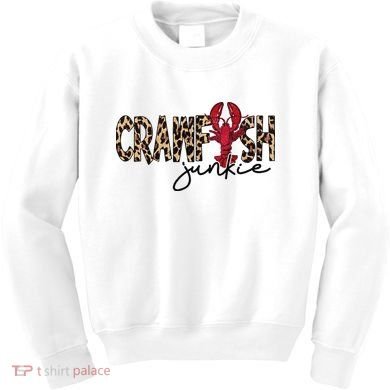 Crawfish Junkie Leopard Cheetah Crawfish Lover Kids Sweatshirt