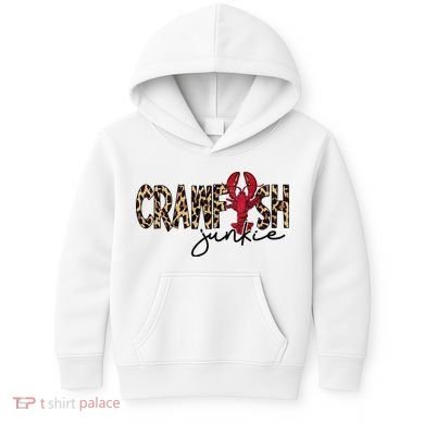 Crawfish Junkie Leopard Cheetah Crawfish Lover Kids Hoodie