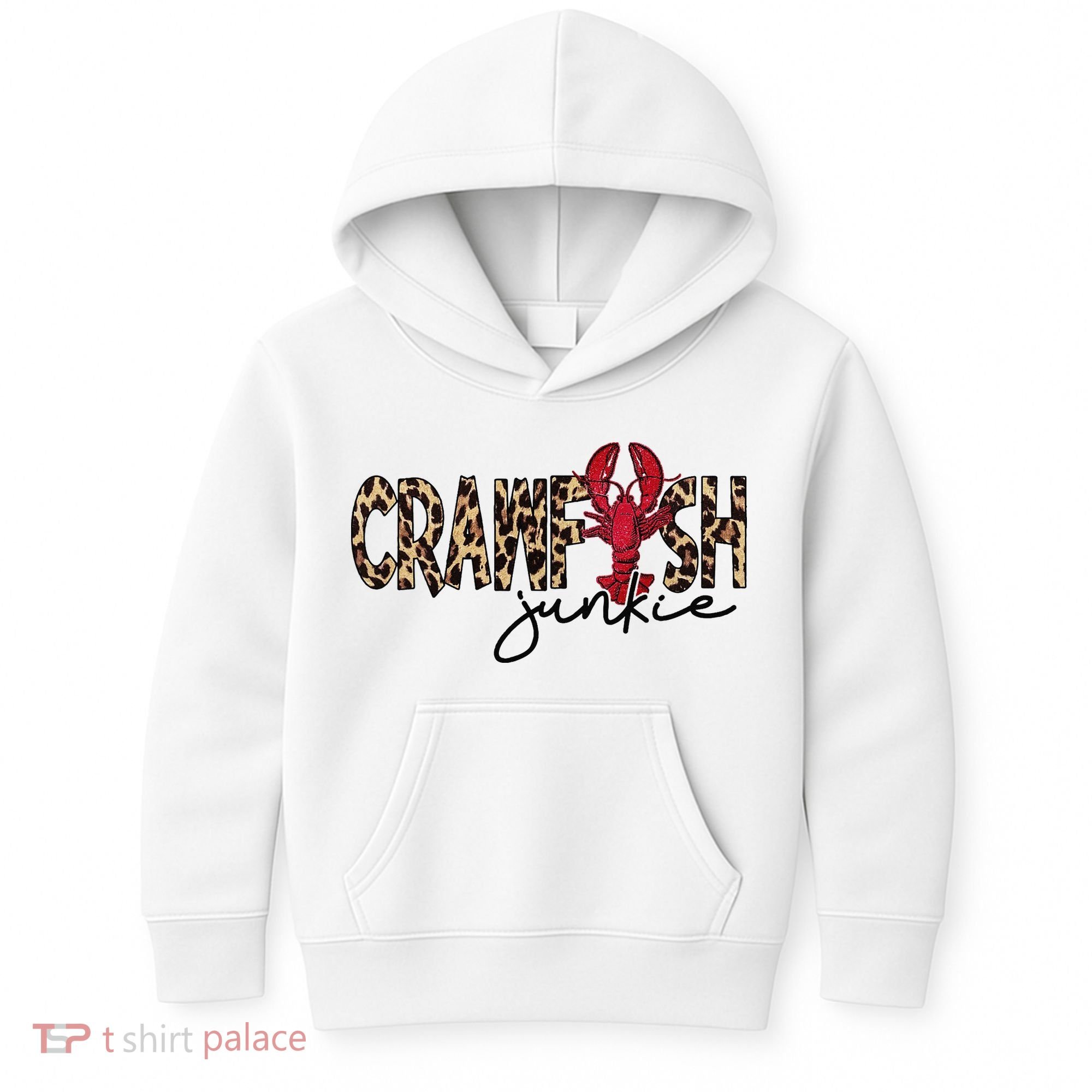 Crawfish Junkie Leopard Cheetah Crawfish Lover Kids Hoodie