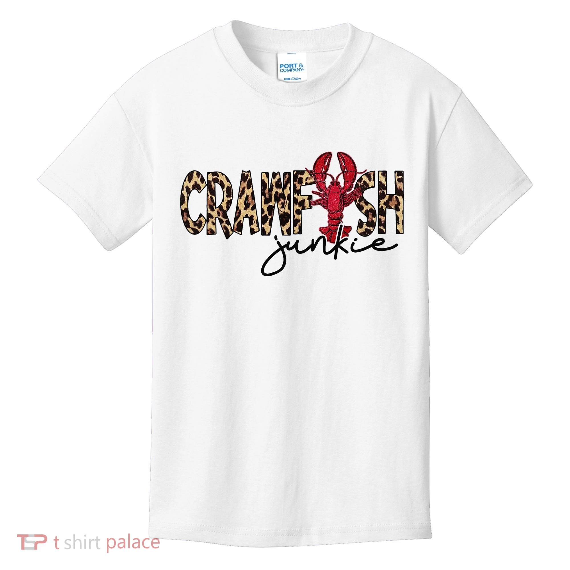 Crawfish Junkie Leopard Cheetah Crawfish Lover Kids T-Shirt
