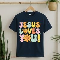 Christian Jesus Loves You Groovy Cute Vintage Vintage T-Shirt thumb 2