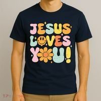 Christian Jesus Loves You Groovy Cute Vintage Vintage T-Shirt thumb 3