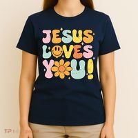 Christian Jesus Loves You Groovy Cute Vintage Vintage T-Shirt thumb 4