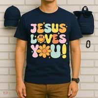 Christian Jesus Loves You Groovy Cute Vintage Vintage T-Shirt thumb 6