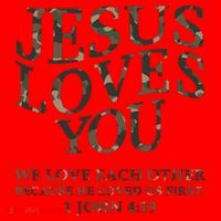 Camo Jesus Loves You White Christian God Son Brother Santa Hat thumb 1
