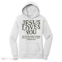 Camo Jesus Loves You White Christian God Son Brother Women's Hoodie thumb 0