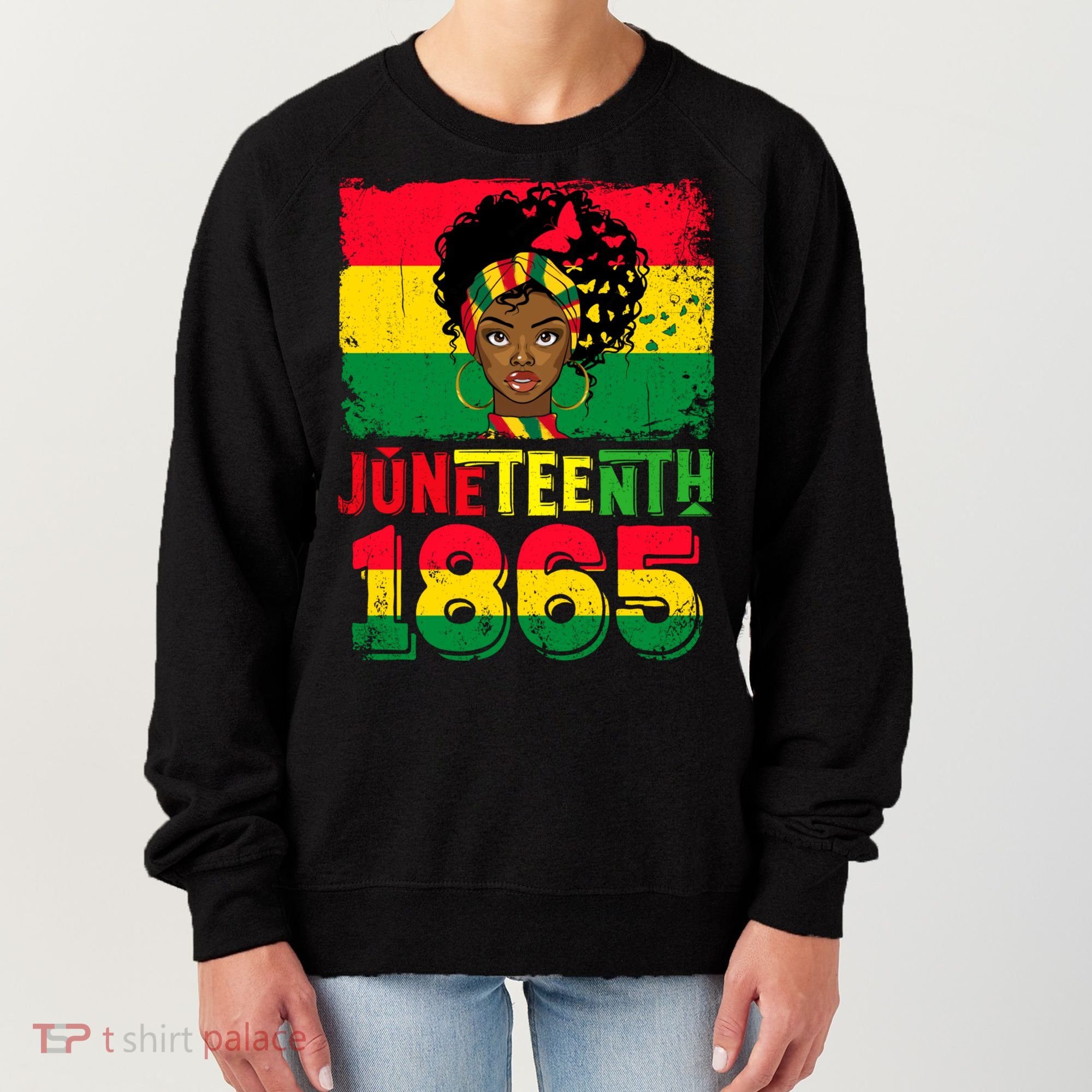 Celebrate Juneteenth Messy Bun Black Women 1865 Juneteenth Women's Sweatshirt