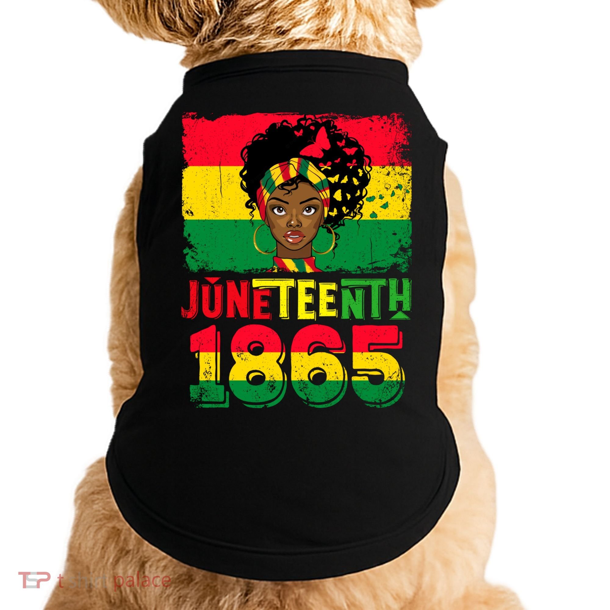 Celebrate Juneteenth Messy Bun Black Women 1865 Juneteenth Doggie Tank