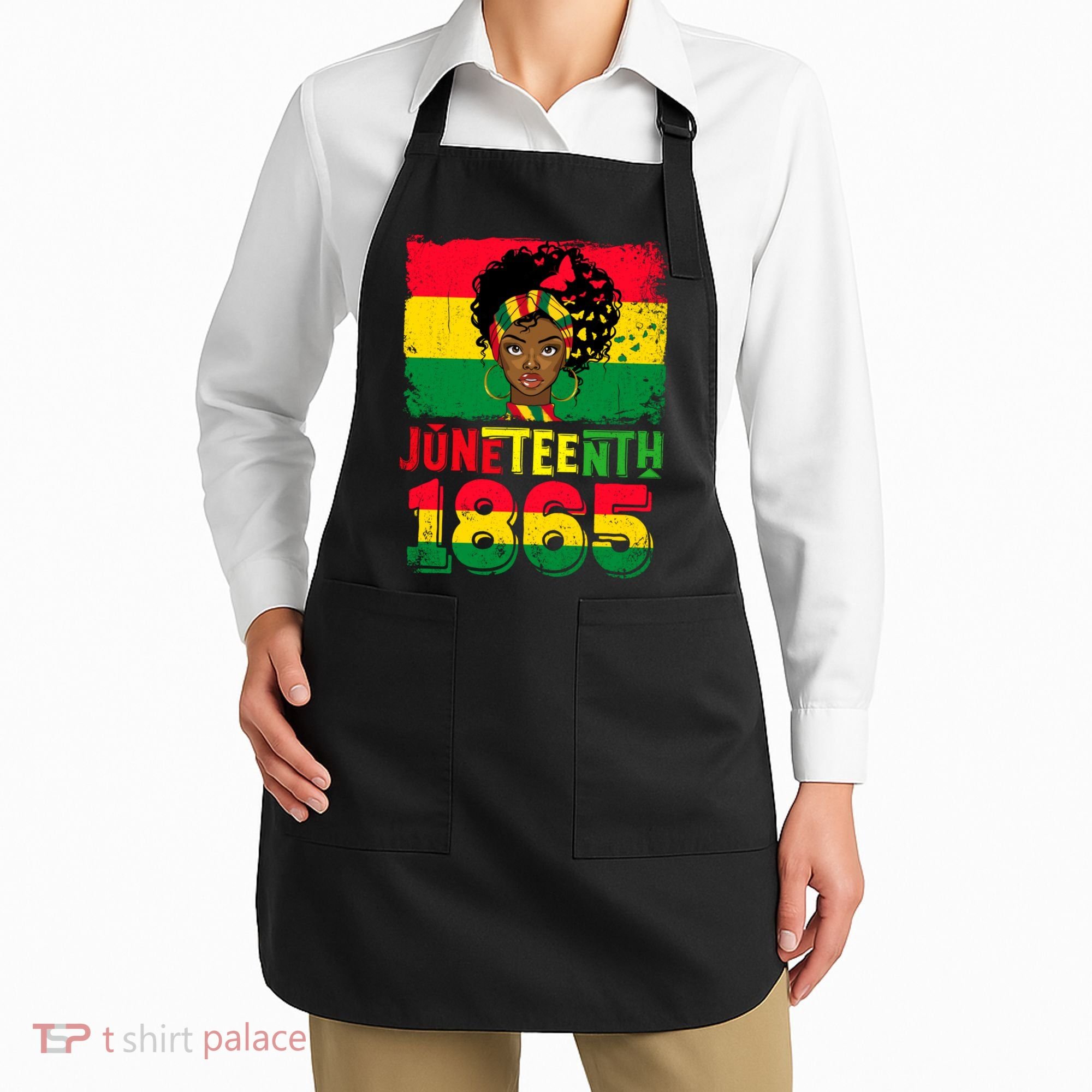 Celebrate Juneteenth Messy Bun Black Women 1865 Juneteenth Apron