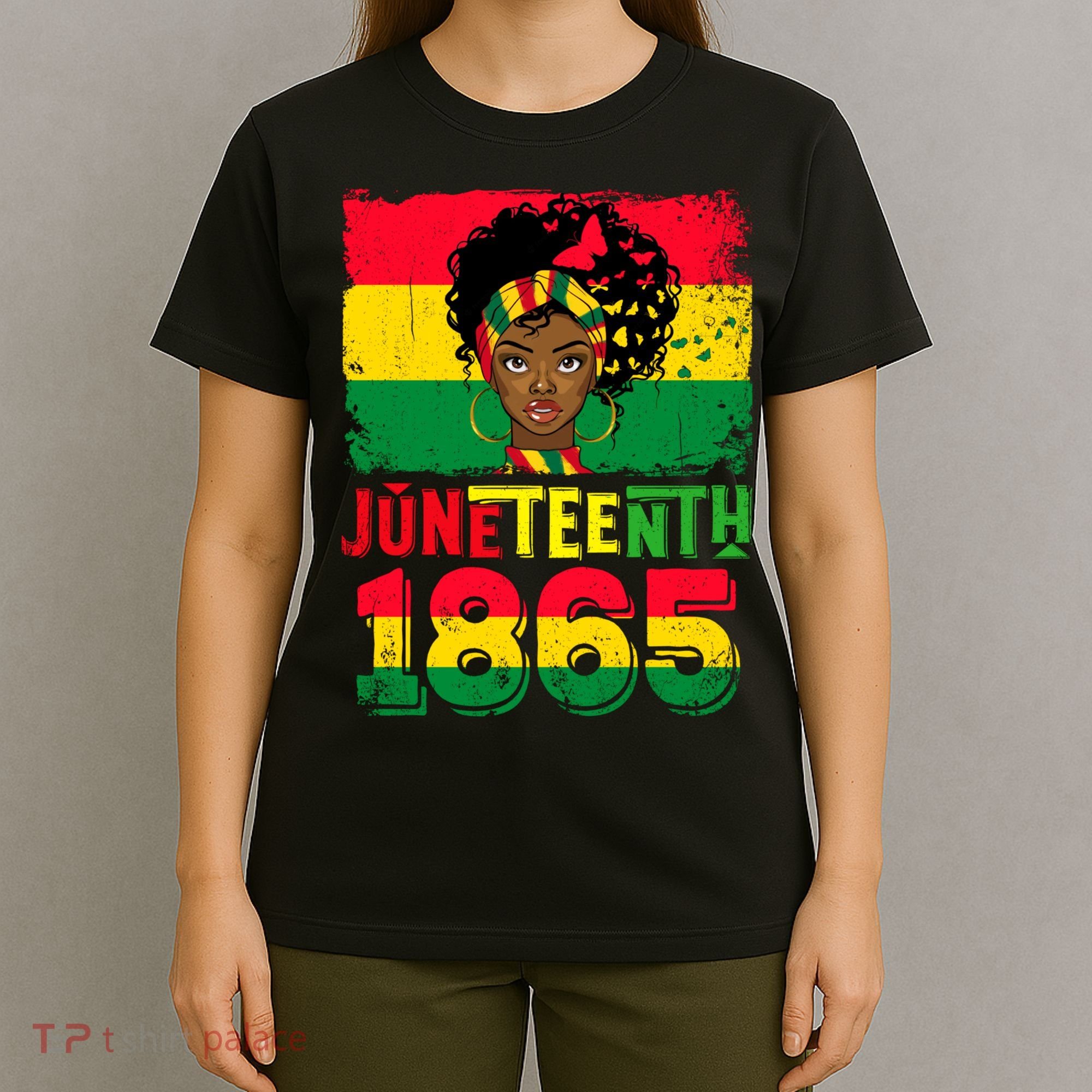 Celebrate Juneteenth Messy Bun Black Women 1865 Juneteenth T-Shirt