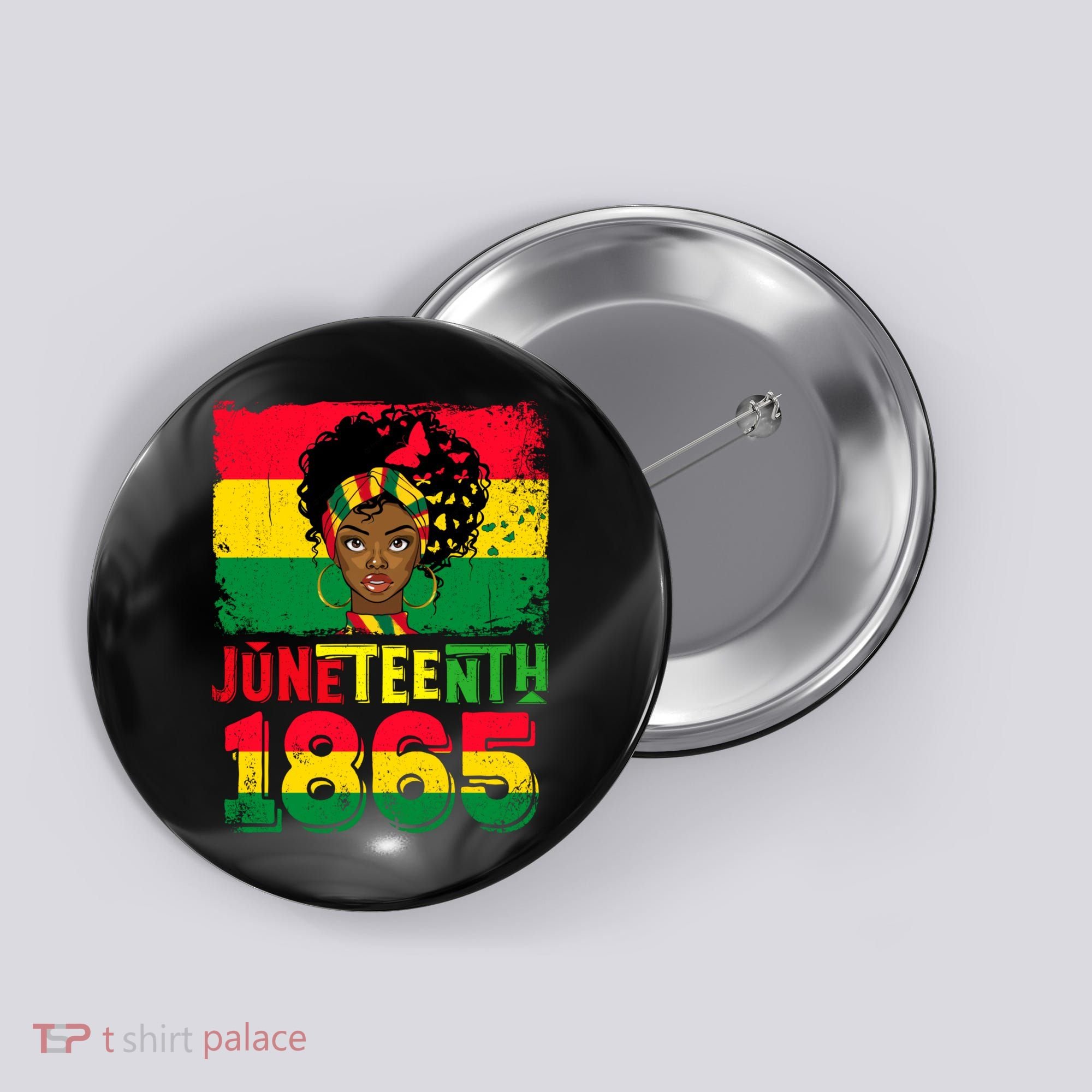 Celebrate Juneteenth Messy Bun Black Women 1865 Juneteenth Button