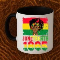 Celebrate Juneteenth Messy Bun Black Women 1865 Juneteenth Coffee Mug thumb 2