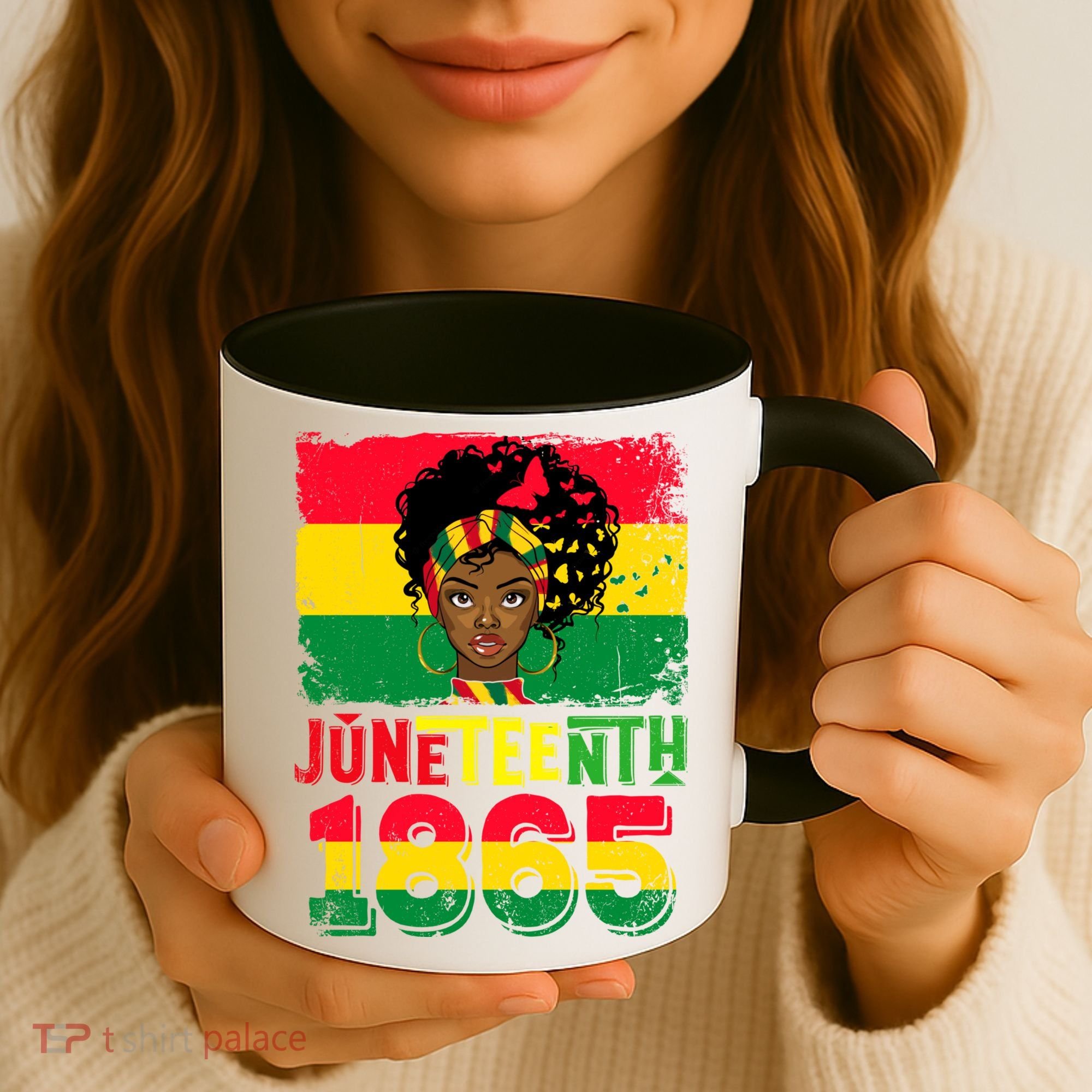 Celebrate Juneteenth Messy Bun Black Women 1865 Juneteenth Coffee Mug