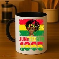 Celebrate Juneteenth Messy Bun Black Women 1865 Juneteenth Coffee Mug thumb 4