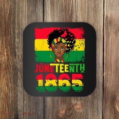 Celebrate Juneteenth Messy Bun Black Women 1865 Juneteenth Coaster