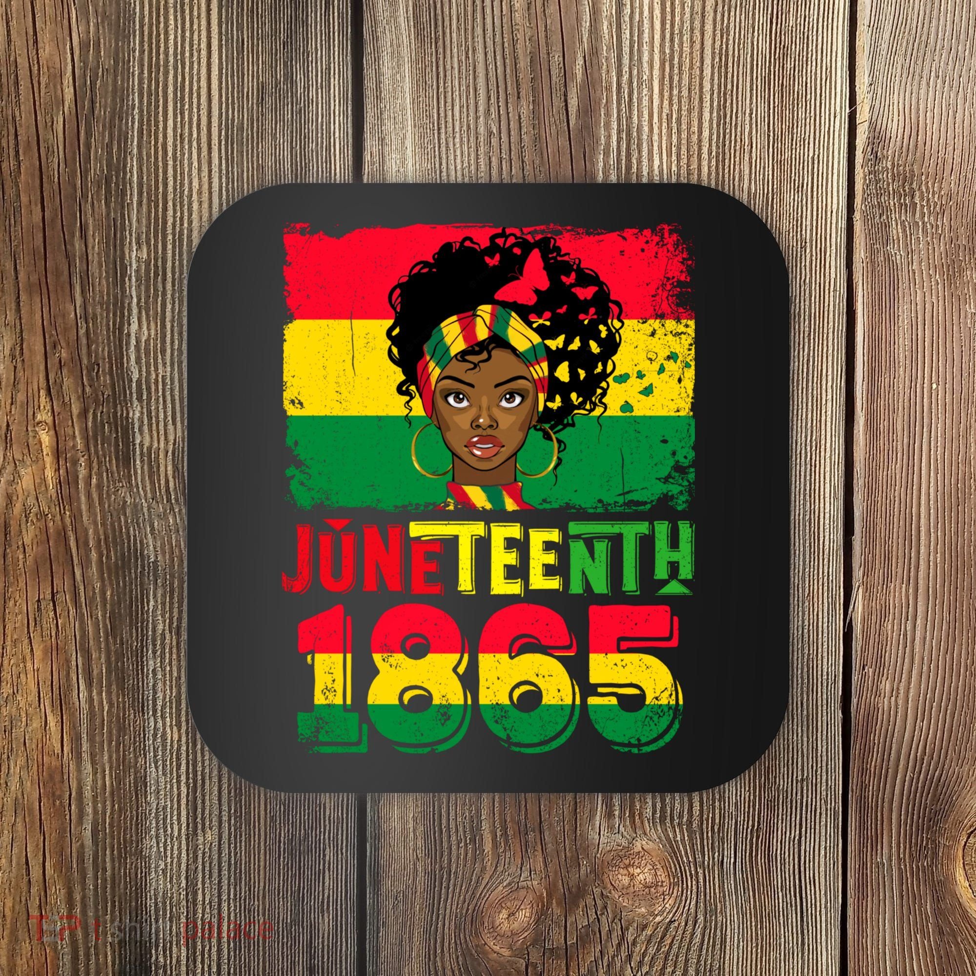 Celebrate Juneteenth Messy Bun Black Women 1865 Juneteenth Coaster