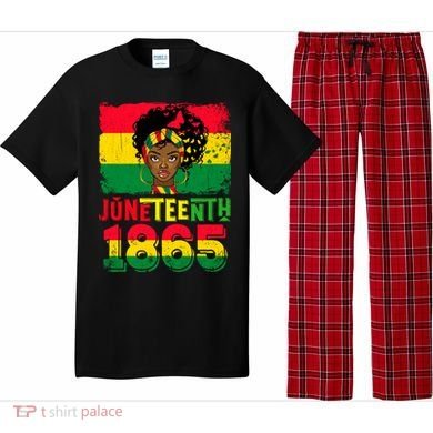 Celebrate Juneteenth Messy Bun Black Women 1865 Juneteenth Pajama Set