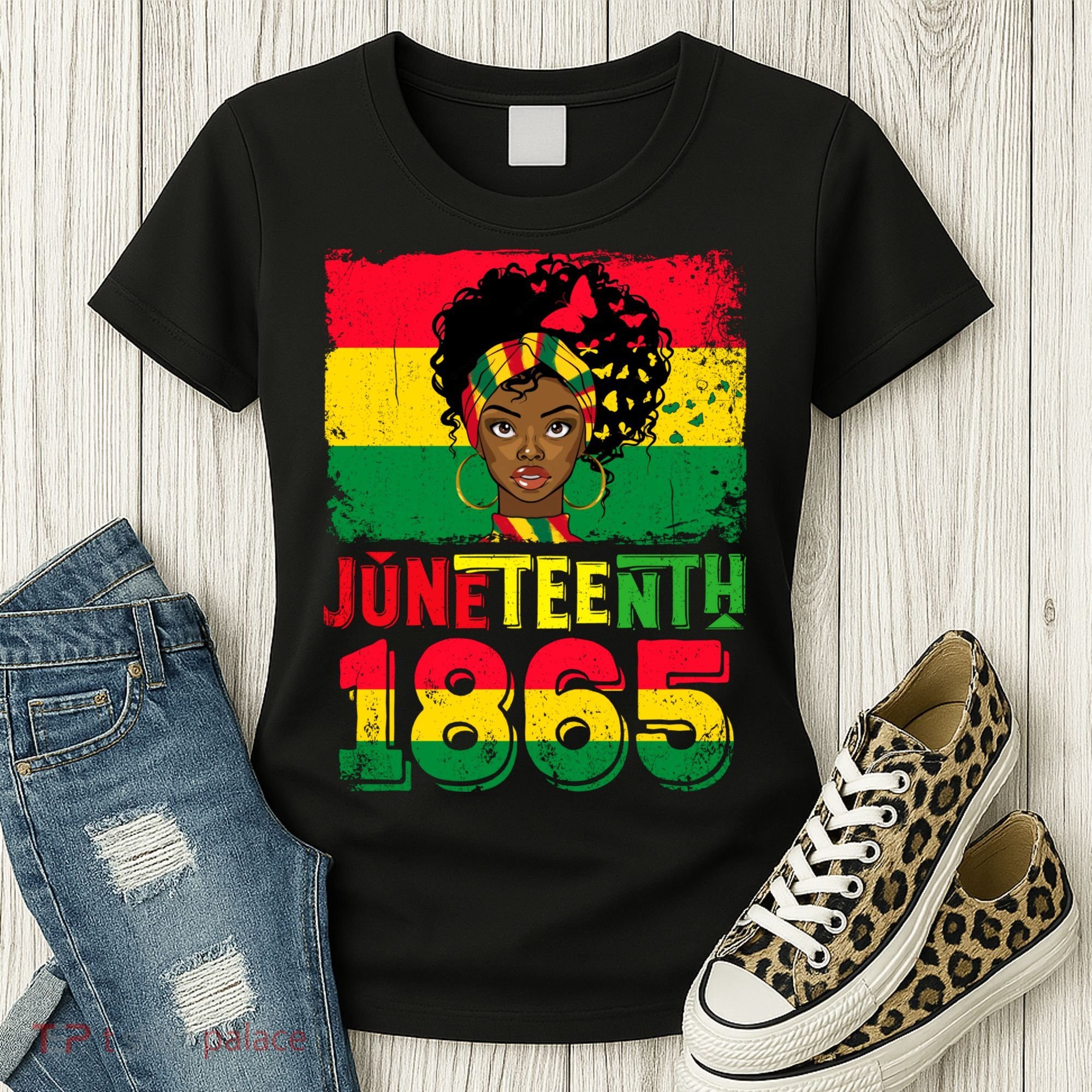 Celebrate Juneteenth Messy Bun Black Women 1865 Juneteenth Women's T-Shirt