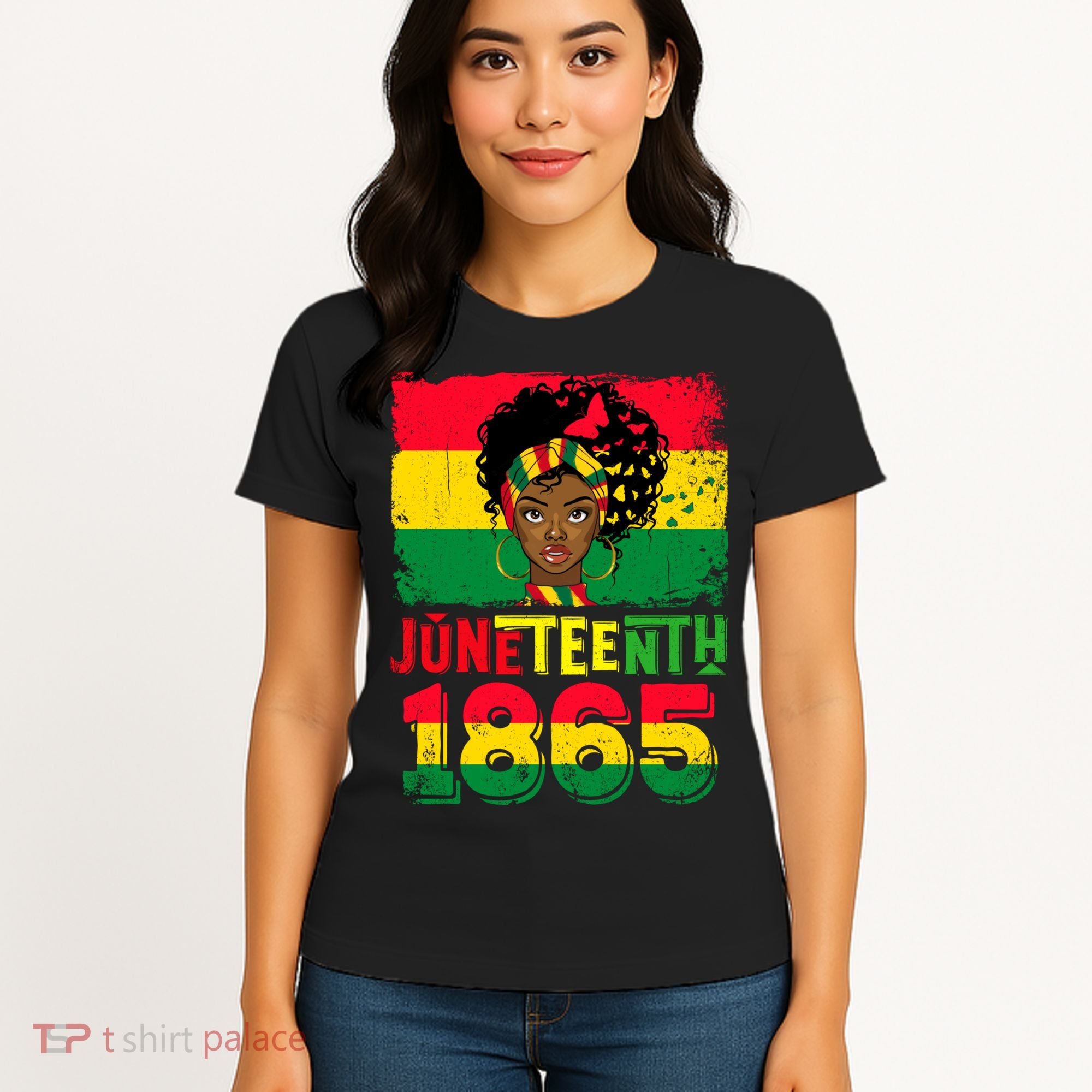 Celebrate Juneteenth Messy Bun Black Women 1865 Juneteenth Women's T-Shirt
