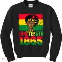 Celebrate Juneteenth Messy Bun Black Women 1865 Juneteenth Kids Sweatshirt thumb 0