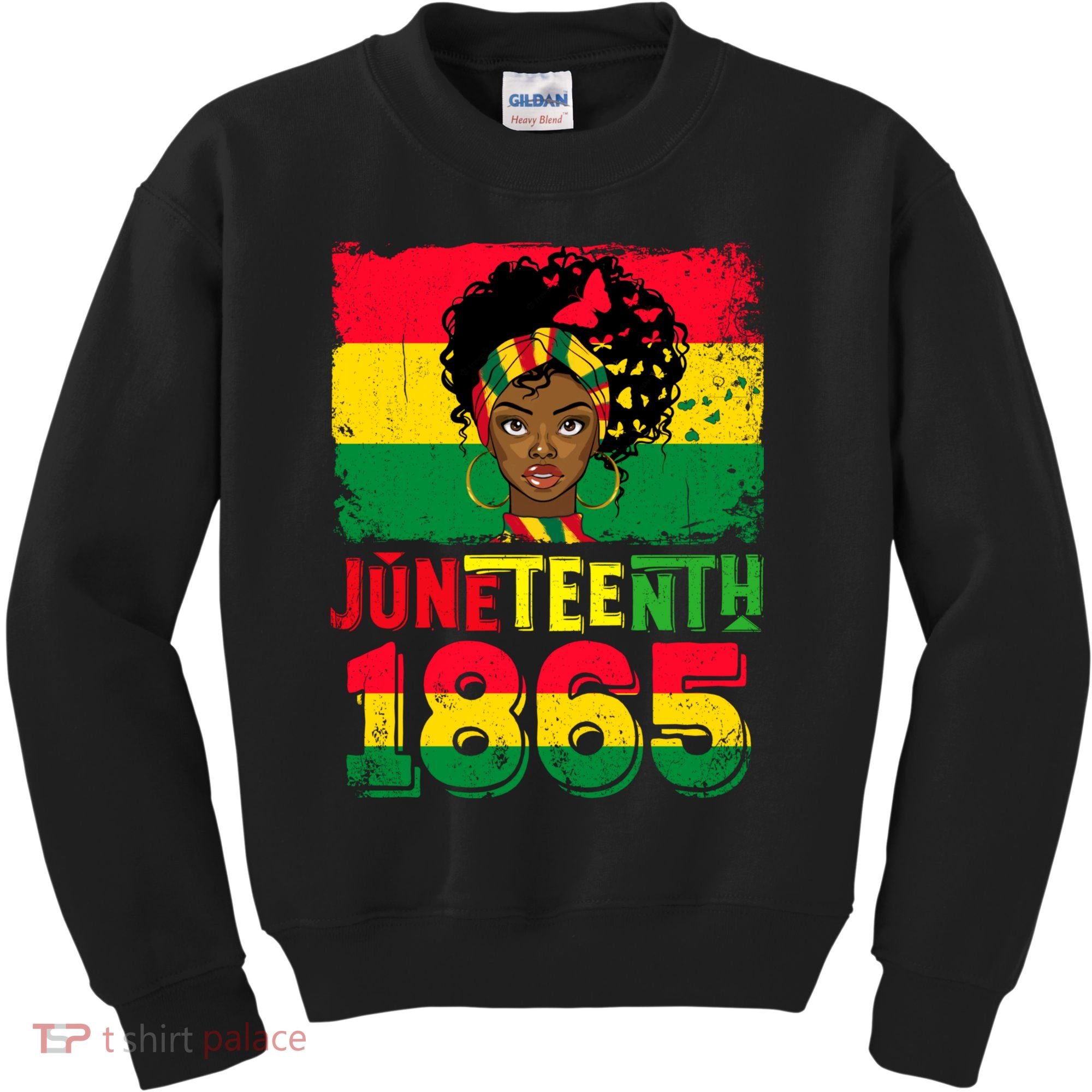 Celebrate Juneteenth Messy Bun Black Women 1865 Juneteenth Kids Sweatshirt
