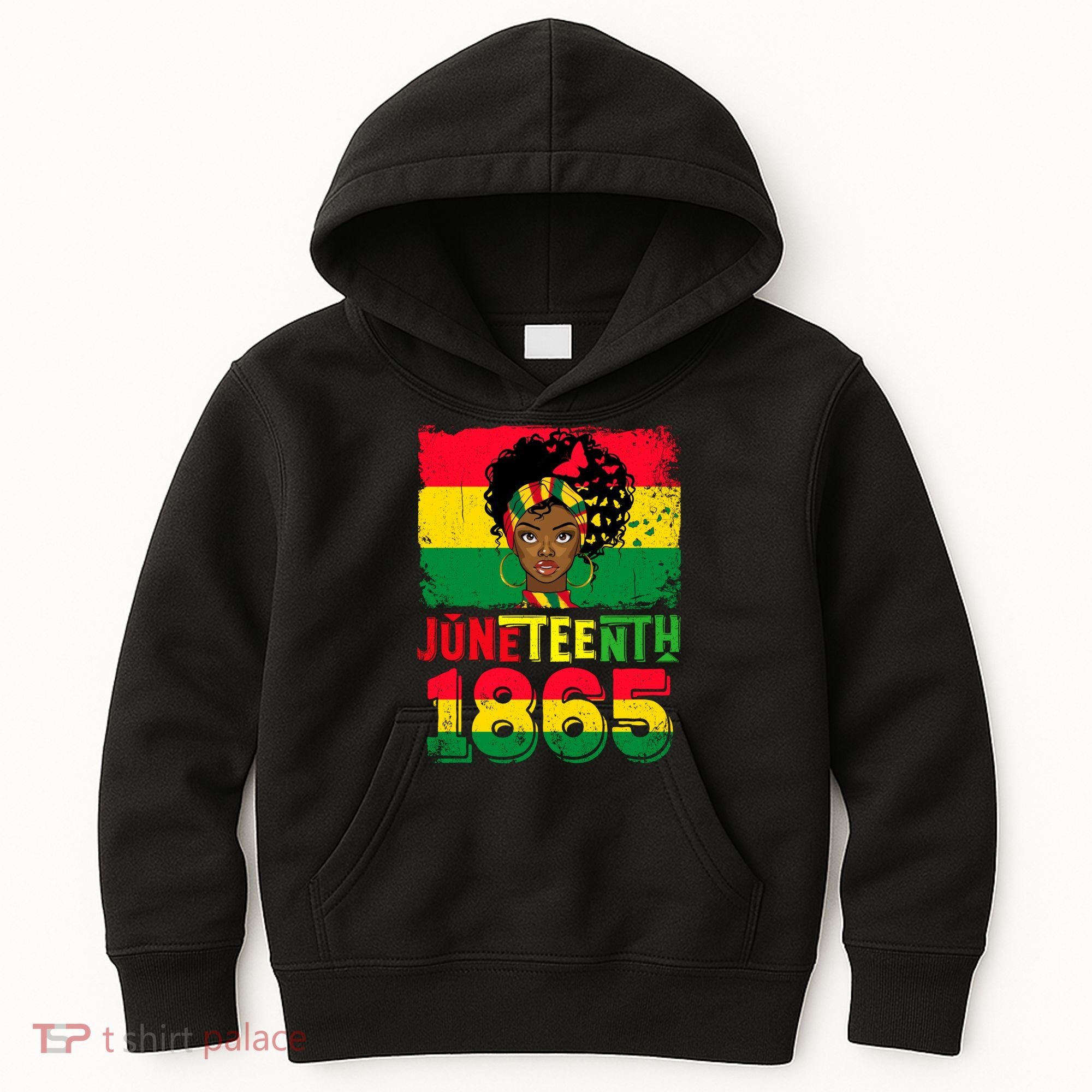 Celebrate Juneteenth Messy Bun Black Women 1865 Juneteenth Kids Hoodie
