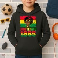 Celebrate Juneteenth Messy Bun Black Women 1865 Juneteenth Kids Hoodie thumb 2