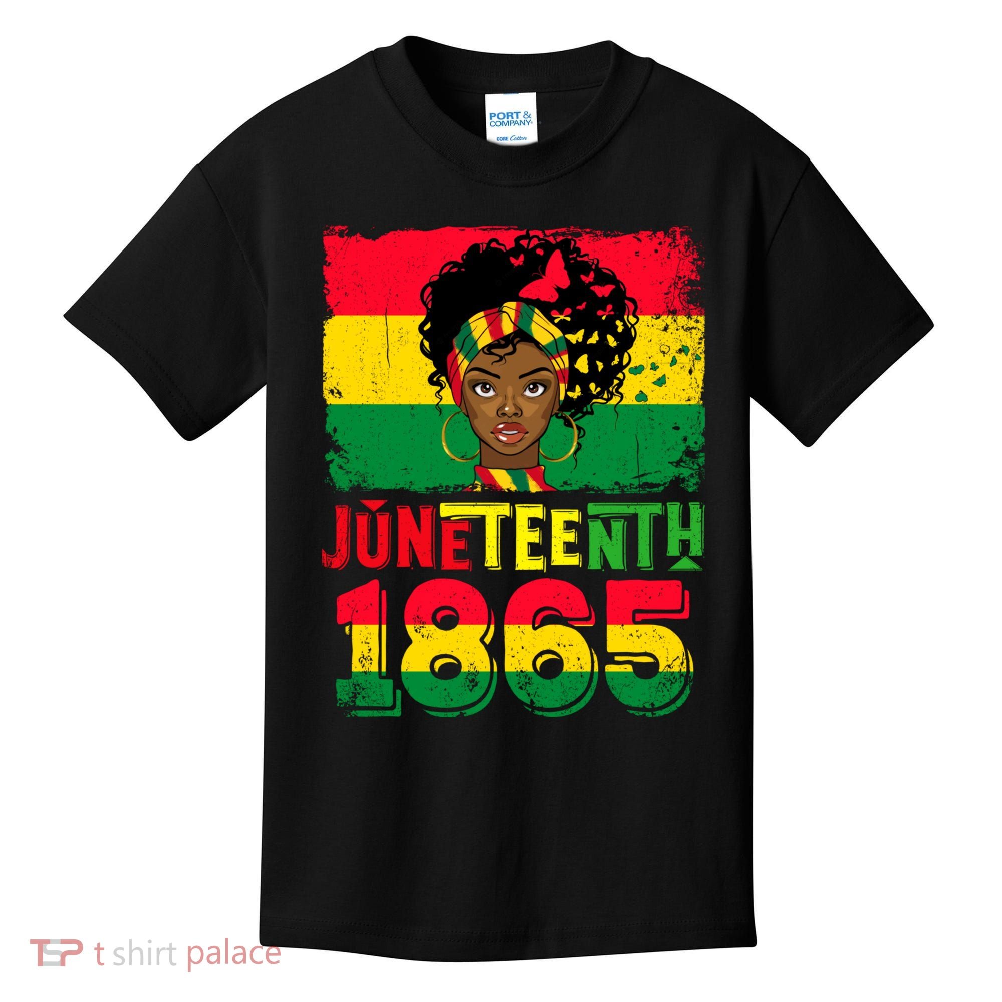 Celebrate Juneteenth Messy Bun Black Women 1865 Juneteenth Kids T-Shirt