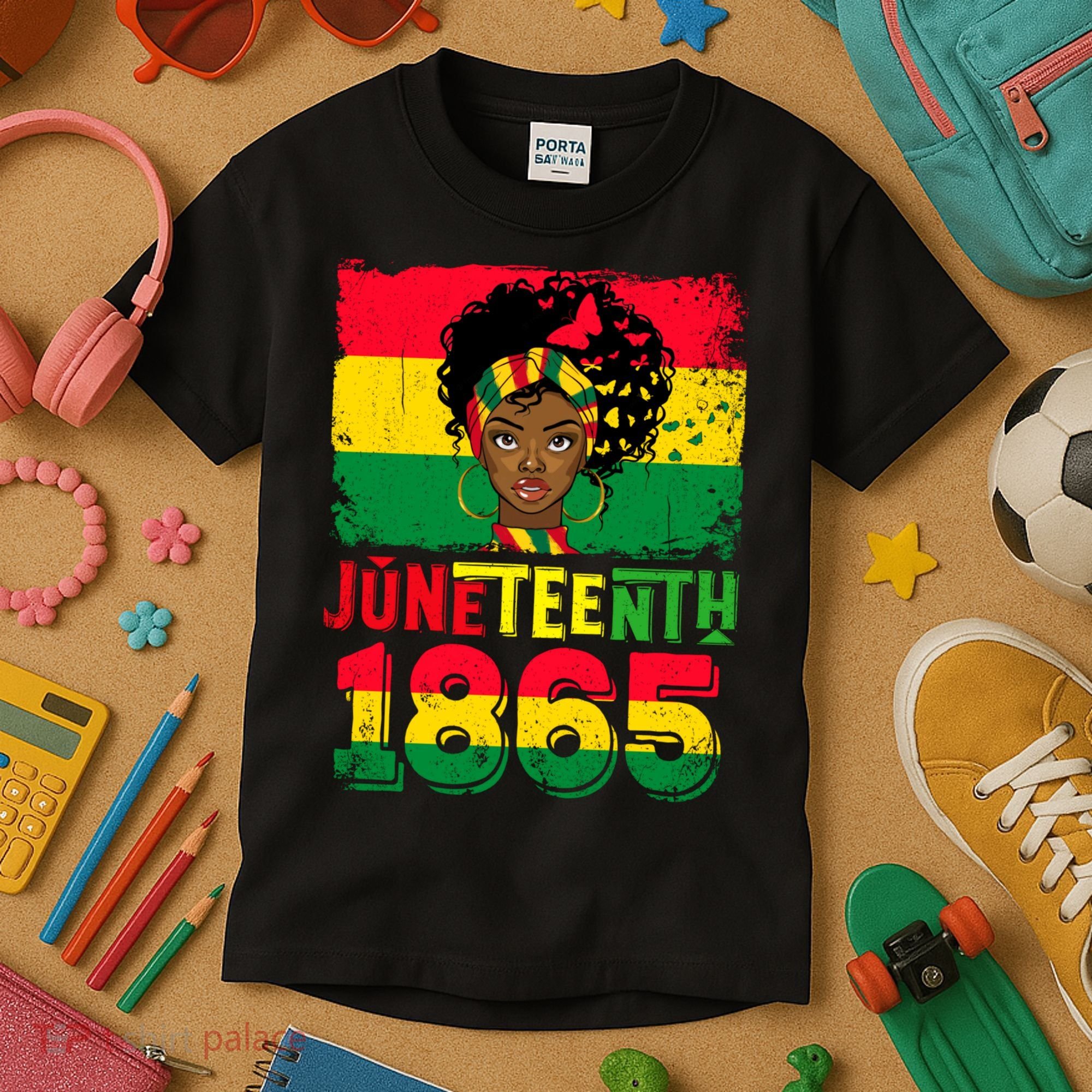 Celebrate Juneteenth Messy Bun Black Women 1865 Juneteenth Kids T-Shirt