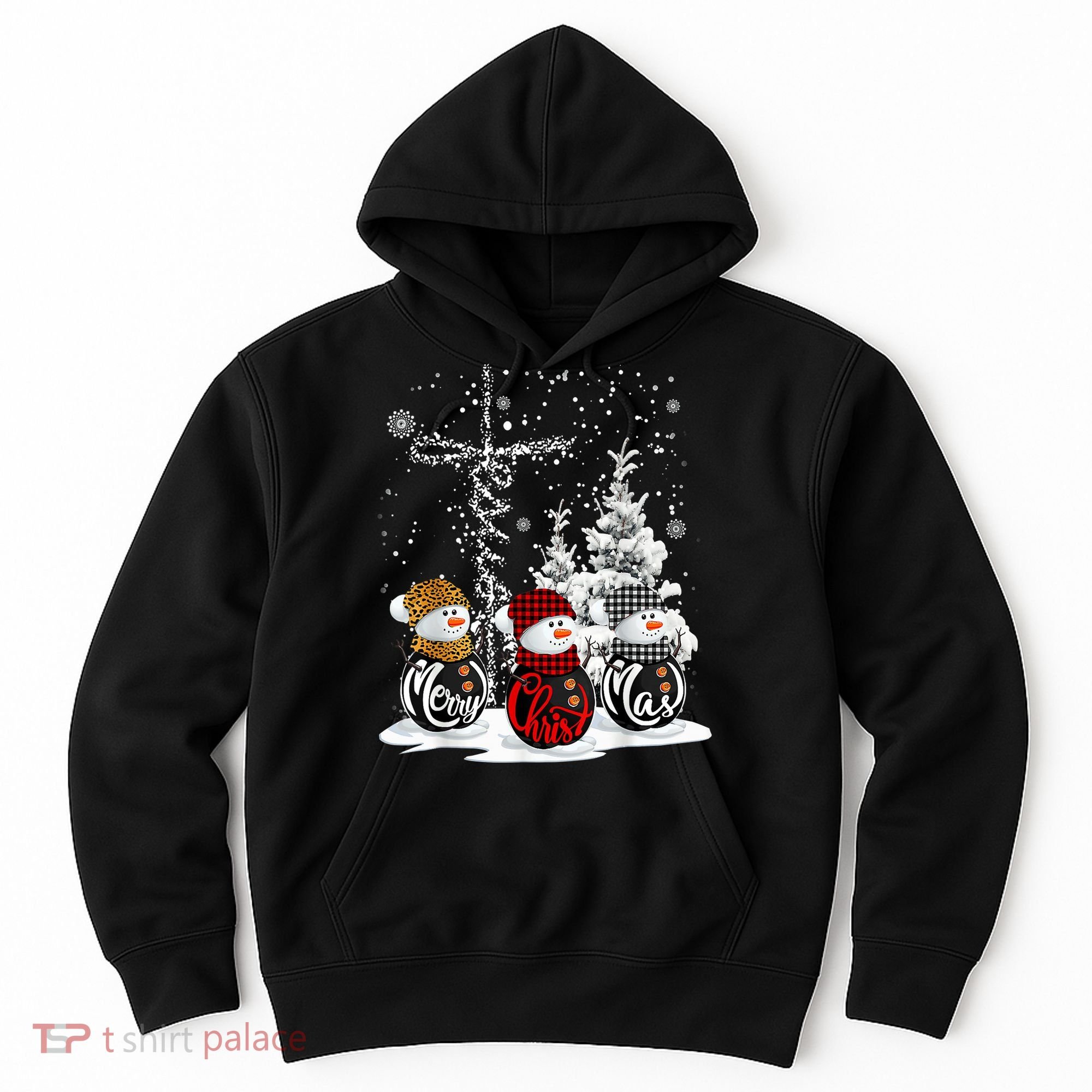 Cross Jesus Merry Christmas Snowman Funny Xmas For Christian Hoodie