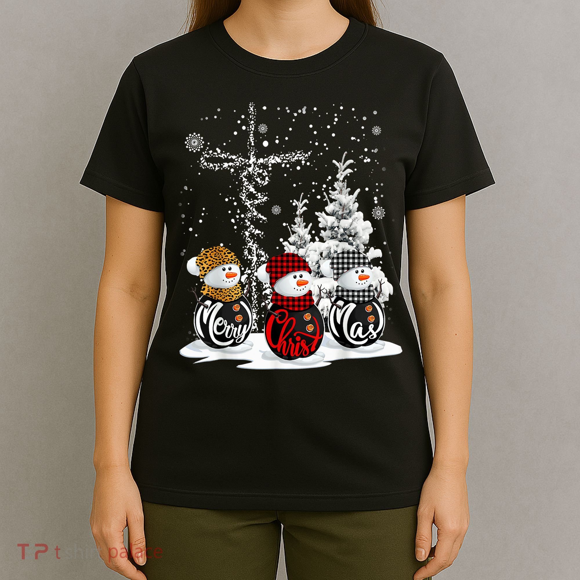 Cross Jesus Merry Christmas Snowman Funny Xmas For Christian T-Shirt