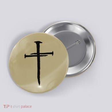 Christian Jesus Nail Cross Button