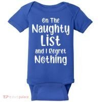 Christmas Joke On Naughty List And I Regret Nothing Funny Gift Baby Bodysuit thumb 0