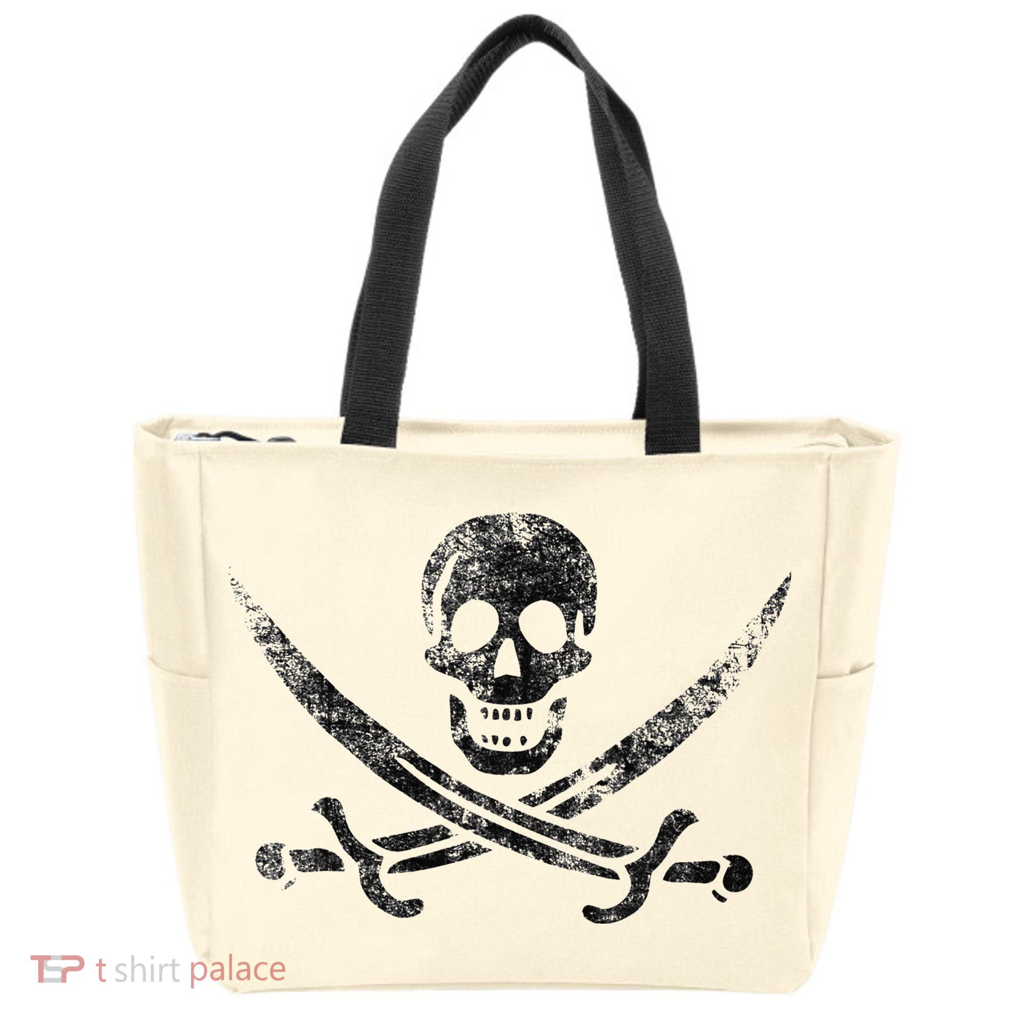 Calico Jack Pirate Flag Jolly Roger Distressed Graphic Tote Bag