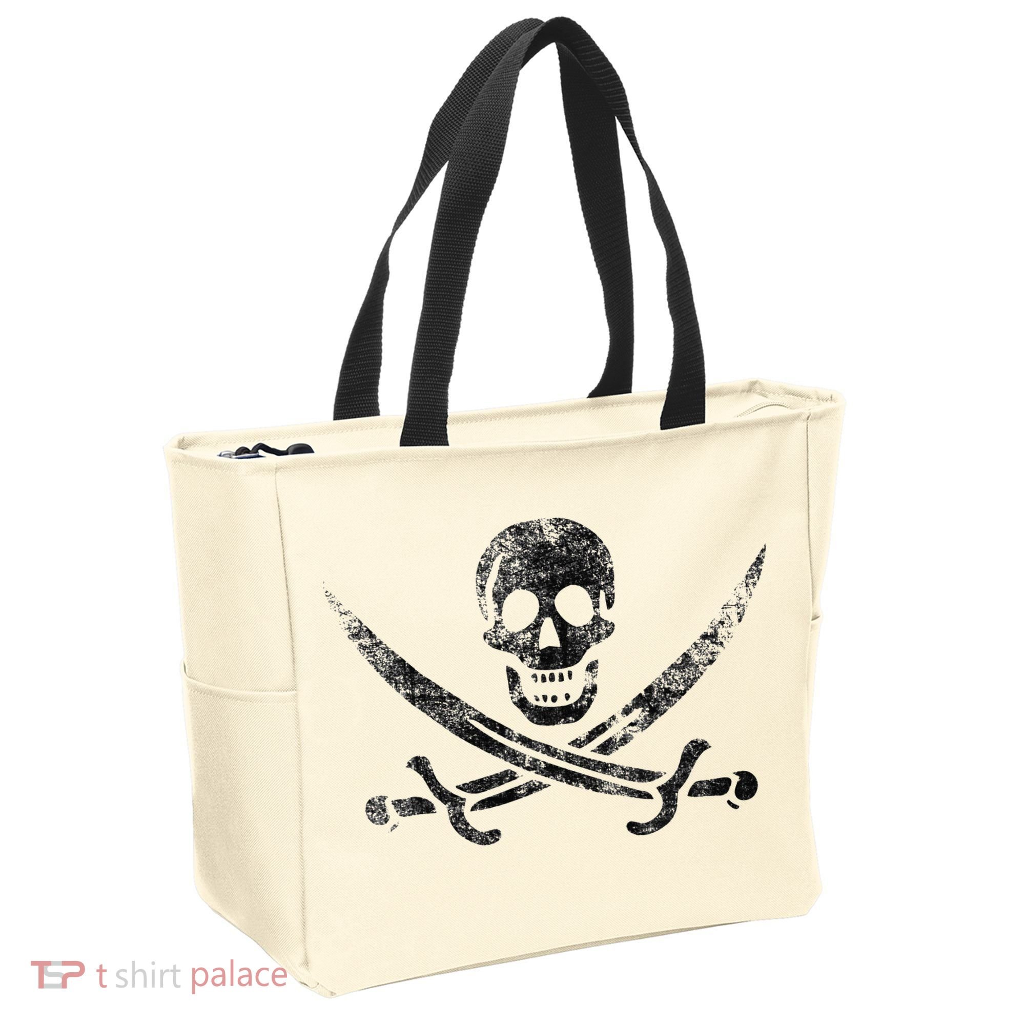 Calico Jack Pirate Flag Jolly Roger Distressed Graphic Tote Bag
