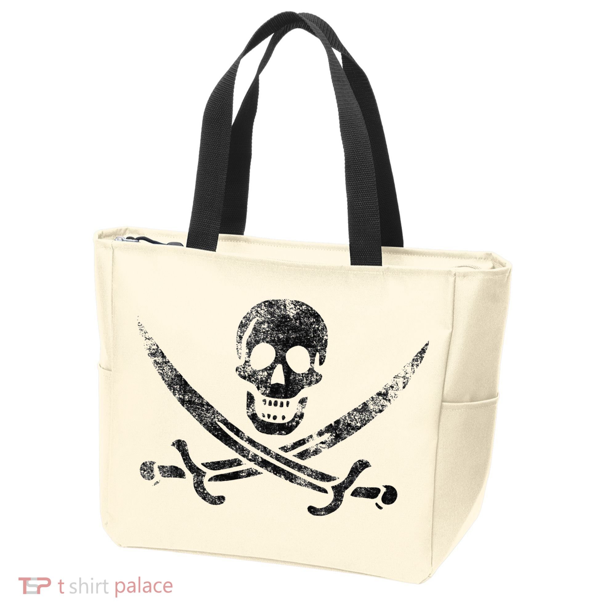 Calico Jack Pirate Flag Jolly Roger Distressed Graphic Tote Bag