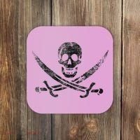 Calico Jack Pirate Flag Jolly Roger Distressed Graphic Coaster thumb 0
