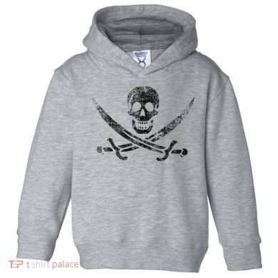 Calico Jack Pirate Flag Jolly Roger Distressed Graphic Toddler Hoodie