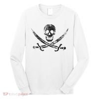 Calico Jack Pirate Flag Jolly Roger Distressed Graphic Long Sleeve Shirt thumb 0