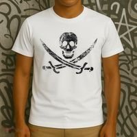 Calico Jack Pirate Flag Jolly Roger Distressed Graphic T-Shirt thumb 3