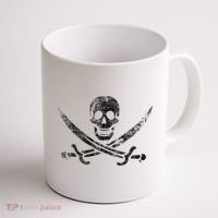 Calico Jack Pirate Flag Jolly Roger Distressed Graphic Coffee Mug thumb 1