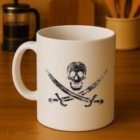 Calico Jack Pirate Flag Jolly Roger Distressed Graphic Coffee Mug thumb 4