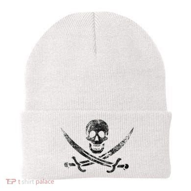 Calico Jack Pirate Flag Jolly Roger Distressed Graphic Beanie