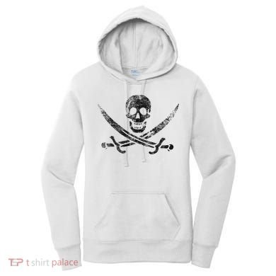 Calico Jack Pirate Flag Jolly Roger Distressed Graphic Women's Hoodie