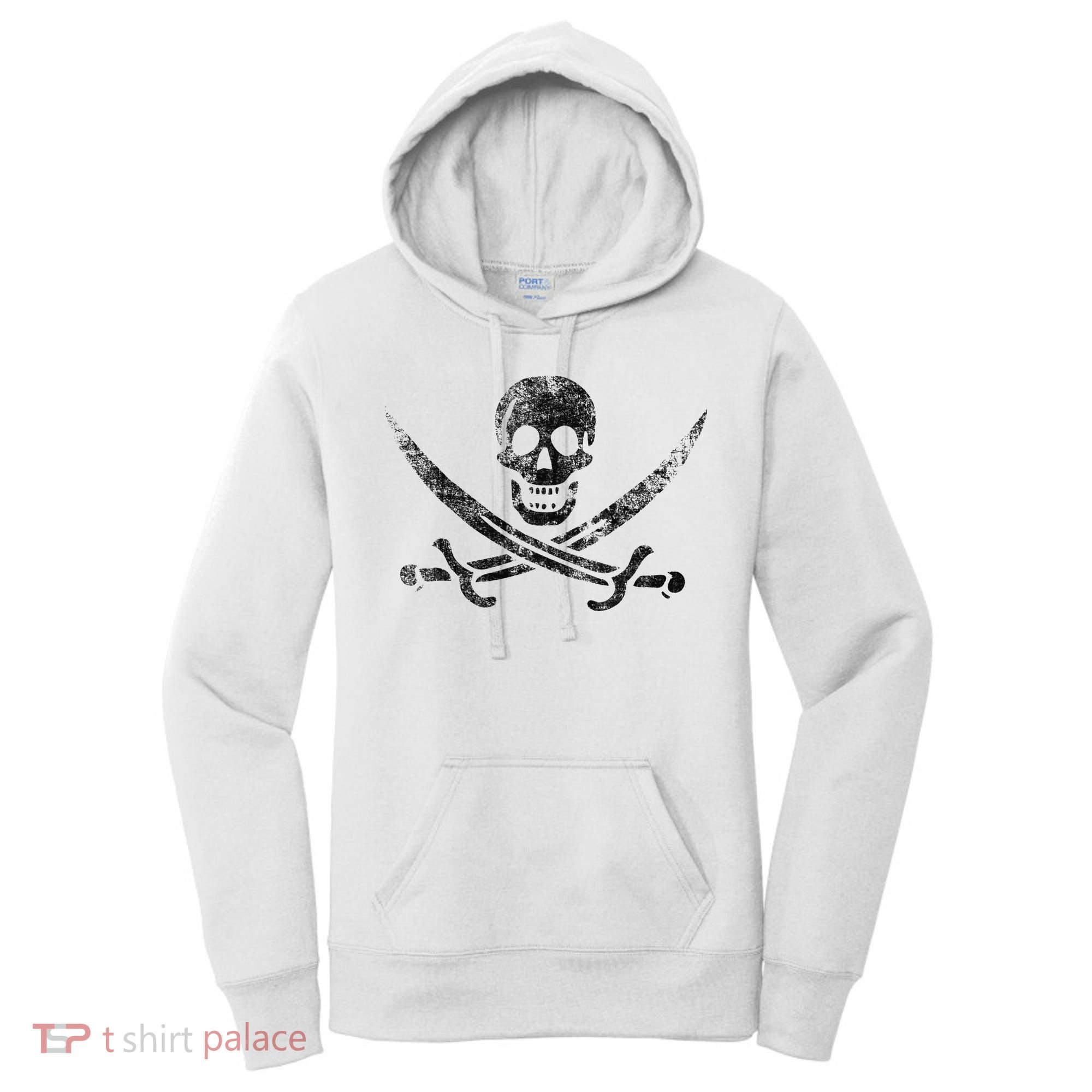 Calico Jack Pirate Flag Jolly Roger Distressed Graphic Women's Hoodie